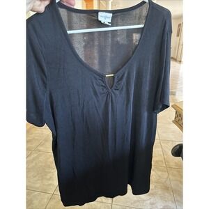 Jacqueline Smith Women's Short Sleeve Top Black Shirt Size XL Cotton